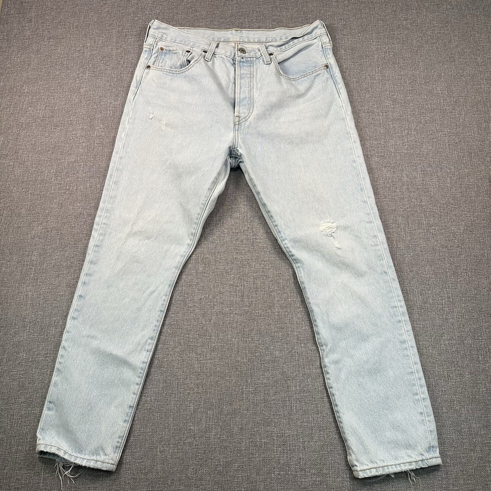 Levi's 501 S Jeans Women 32 X 28 Light Blue Skinny Distress Button Fly